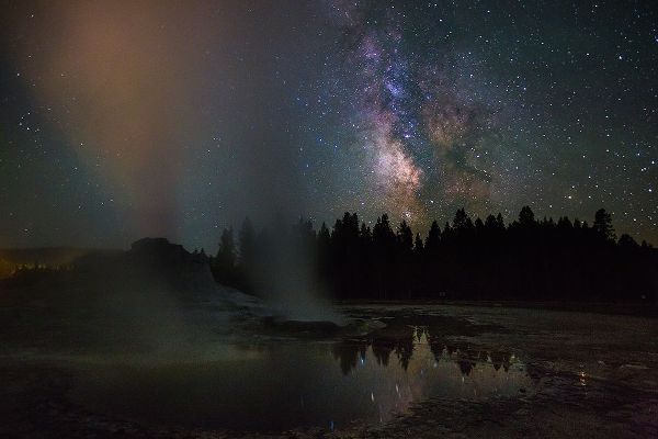 The Yellowstone Collection 작가의 Castle Geyser and Milky Way, Yellowstone National Park 작품