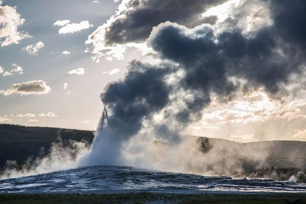 The Yellowstone Collection 작가의 Sunset eruption of Old Faithful, Yellowstone National Park 작품