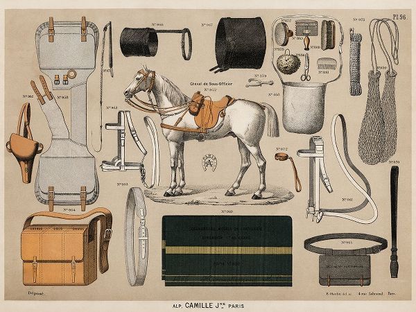 Vintage Drawings 아티스트의 Horses with Antique Riding Equipment I작품입니다.