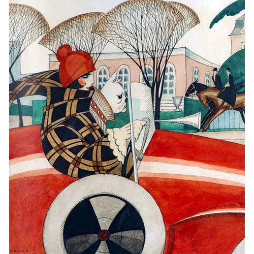 Wegener, Gerda 아티스트의 Girl and pug in an Automobile작품입니다.