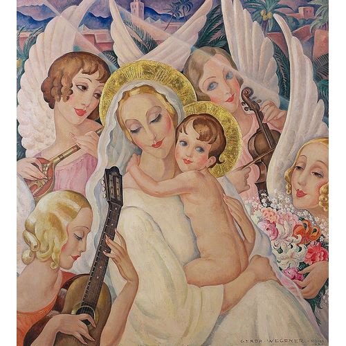 Wegener, Gerda 아티스트의 Madonna and child-surrounded by angels with musical instruments작품입니다.