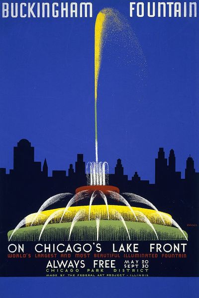 Vintage Travel Posters 아티스트의 Buckingham Fountain-Chicago Travel Poster작품입니다.