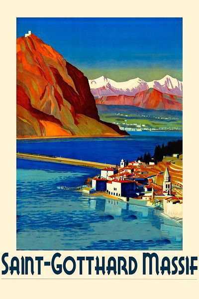 Vintage Travel Posters 아티스트의 Saint-Gotthard Massif Vintage Swiss Poster작품입니다.
